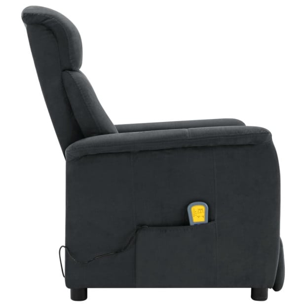 Massage Recliner Dark Grey Faux Suede Leather Image 5