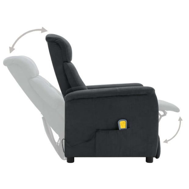 Massage Recliner Dark Grey Faux Suede Leather Image 6