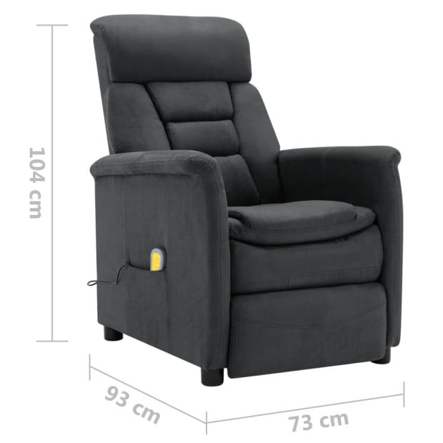 Massage Recliner Dark Grey Faux Suede Leather Image 9