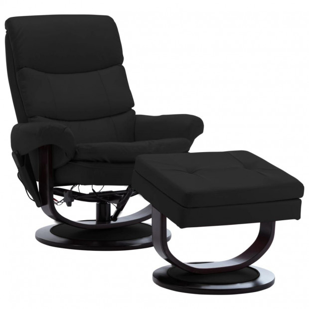 Massage Reclining Chair Black Faux Leather And Bentwood