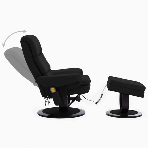 Massage Reclining Chair Black Faux Leather And Bentwood Image 5