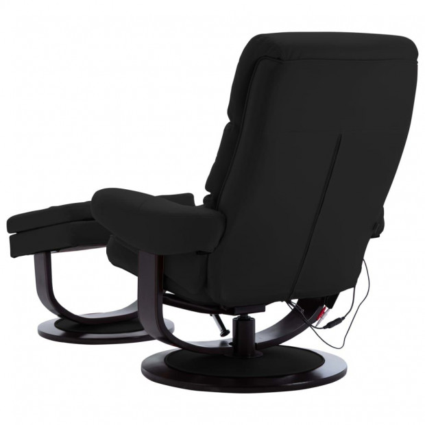 Massage Reclining Chair Black Faux Leather And Bentwood Image 6