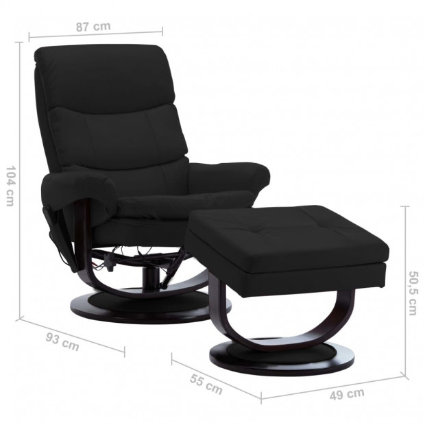 Massage Reclining Chair Black Faux Leather And Bentwood Image 9