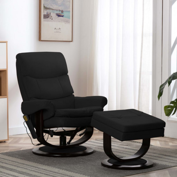 Massage Reclining Chair Black Faux Leather And Bentwood Image 2