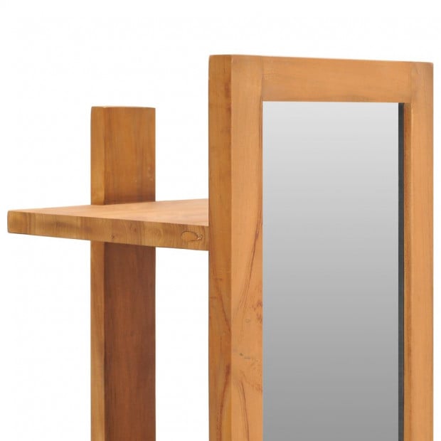 Wall Mirror With Shelves 30x30x120 Cm Solid Teak Wood Image 4