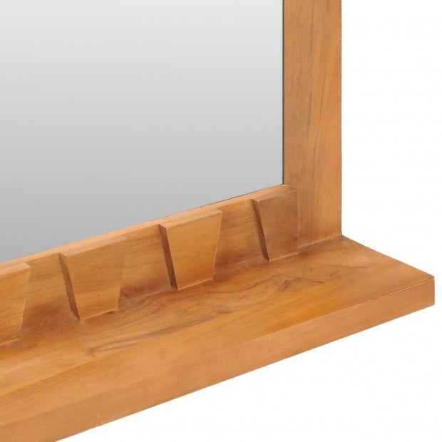 Wall Mirror With Shelf 60x12x40 Cm Solid Teak Wood Image 5