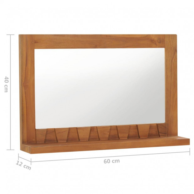 Wall Mirror With Shelf 60x12x40 Cm Solid Teak Wood Image 6