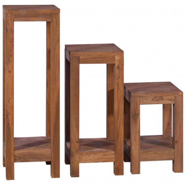 Plant Stands 3 Pcs Solid Teak Wood Image 2
