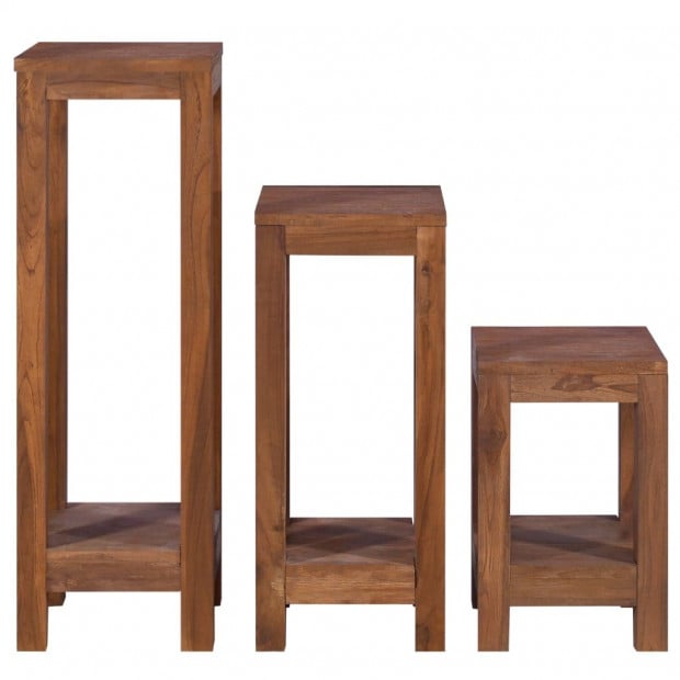 Plant Stands 3 Pcs Solid Teak Wood Image 3