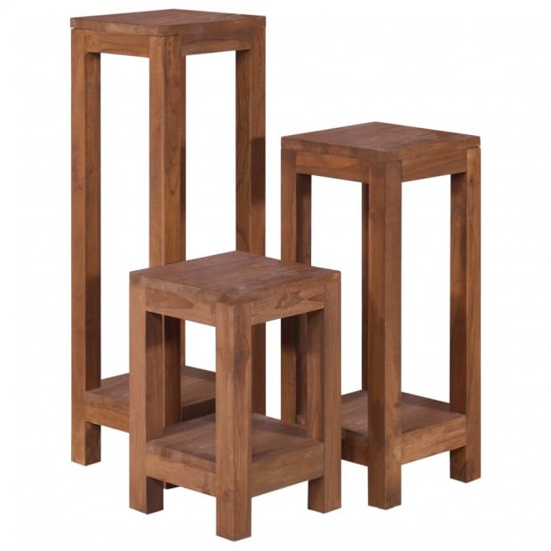 Plant Stands 3 Pcs Solid Teak Wood Image 4