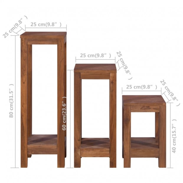 Plant Stands 3 Pcs Solid Teak Wood Image 7