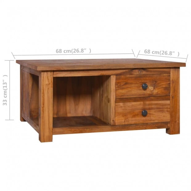 Coffee Table 68x68x33cm Solid Teak Wood Image 8