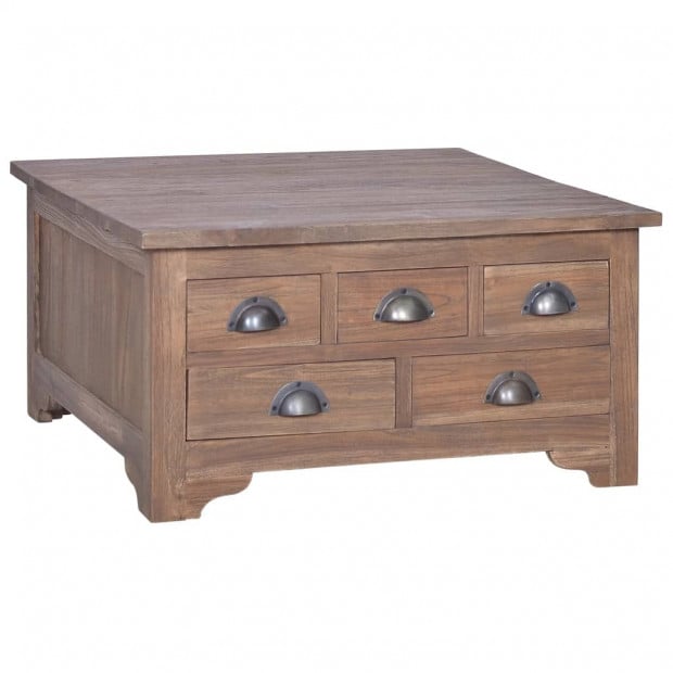 Coffee Table With Flip Top 65x65x34 Cm Solid Teak Wood
