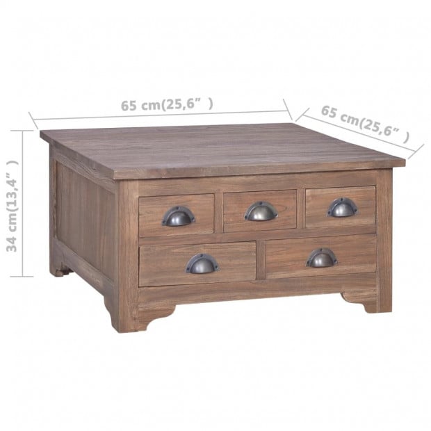 Coffee Table With Flip Top 65x65x34 Cm Solid Teak Wood Image 10