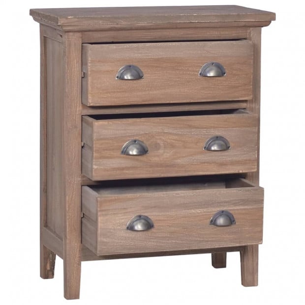 Sideboard With 3 Drawers 60x30x75 Cm Solid Teak Wood Image 5