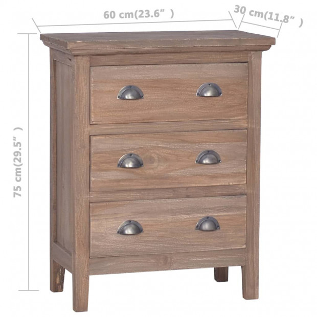Sideboard With 3 Drawers 60x30x75 Cm Solid Teak Wood Image 7