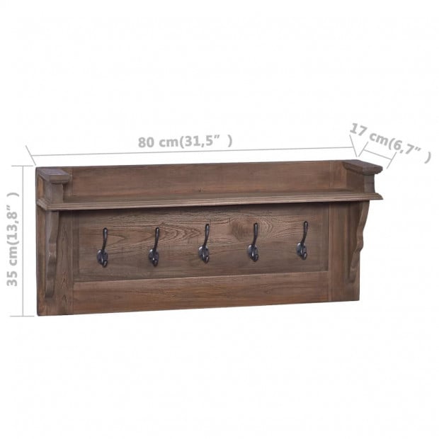 Wall Mounted Coat Rack 80x17x35 Cm Solid Teak Wood Image 7