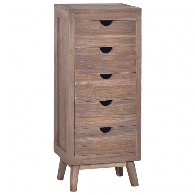 Sideboard With 5 Drawers 40x30x100 Cm Solid Teak Wood