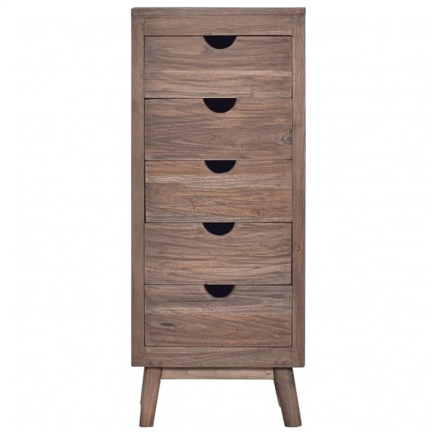 Sideboard With 5 Drawers 40x30x100 Cm Solid Teak Wood Image 3
