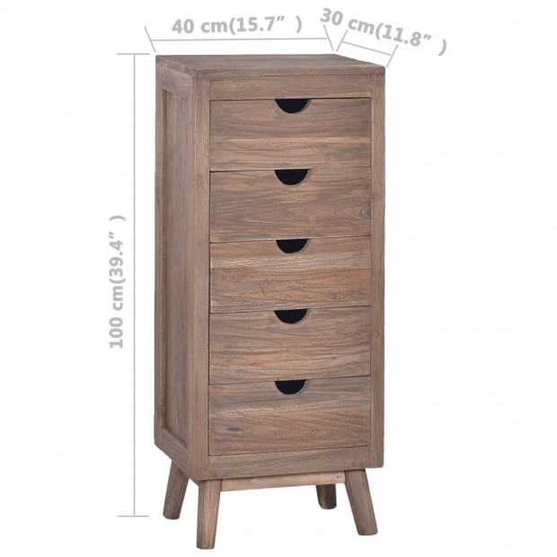Sideboard With 5 Drawers 40x30x100 Cm Solid Teak Wood Image 8