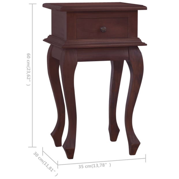 Bedside Table Classical Brown 35x30x60 Cm Solid Mahogany Wood Image 8