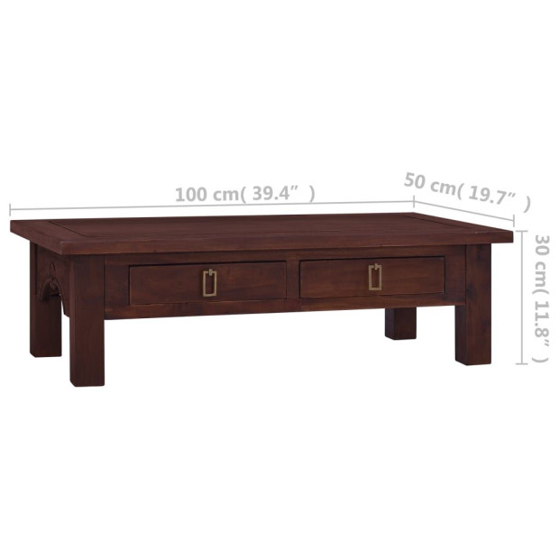 Coffee Table Classical Brown 100x50x30 Cm Solid Mahogany Wood Image 8