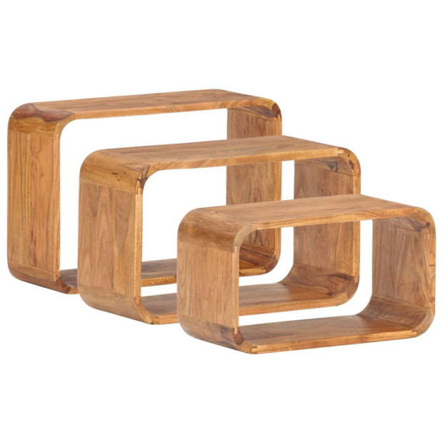 Side Tables 3 Pcs Solid Acacia Wood Sheesham Finish Image 11