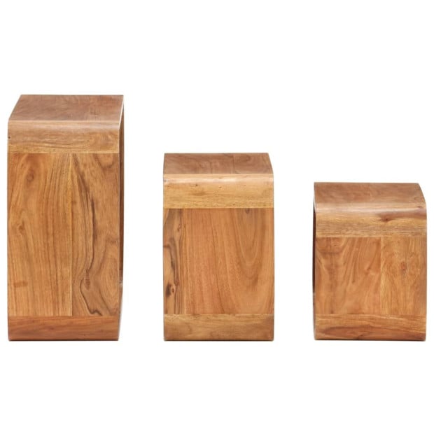 Side Tables 3 Pcs Solid Acacia Wood Sheesham Finish Image 4