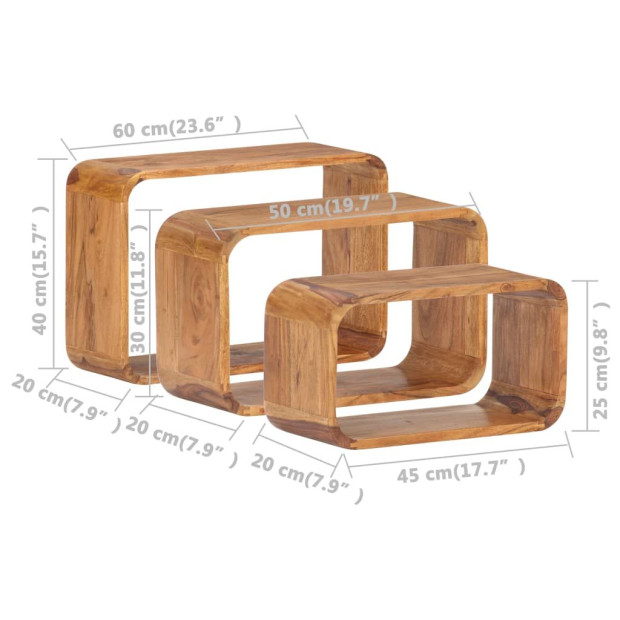 Side Tables 3 Pcs Solid Acacia Wood Sheesham Finish Image 10