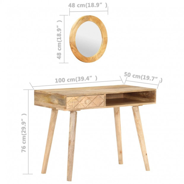 Dressing Table 100x50x76 Cm Solid Mango Wood Image 10