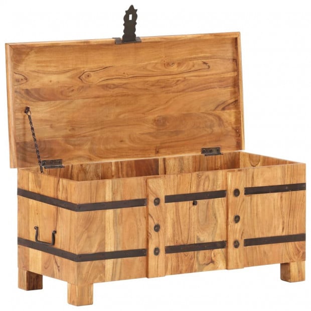 Chest 90x40x40 Cm Solid Acacia Wood Image 4