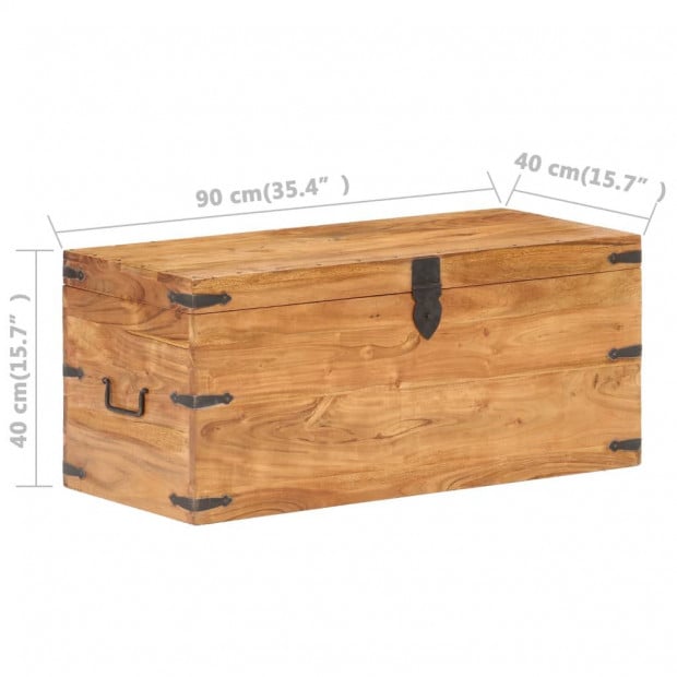 Chest 90x40x40 Cm Solid Acacia Wood Image 6