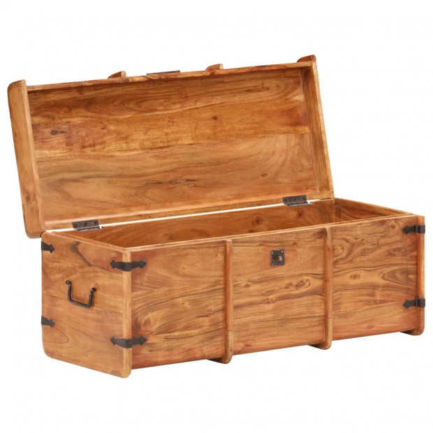 Storage Chest 90x40x40 Cm Solid Acacia Wood Image 3