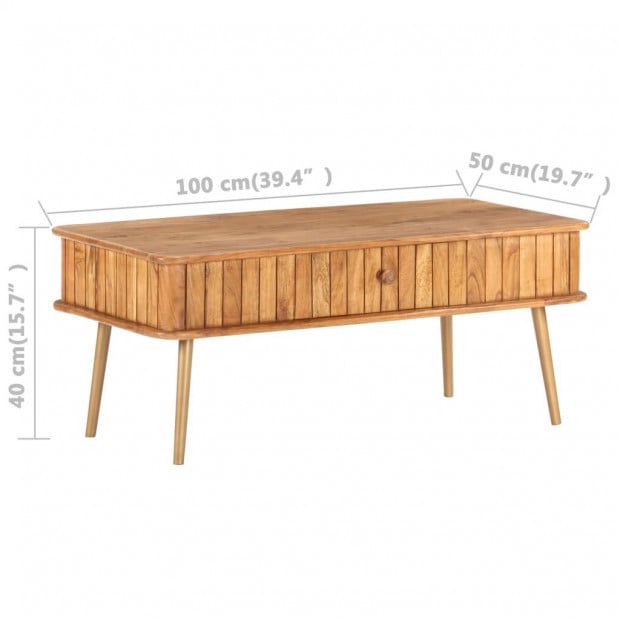 Coffee Table 100x50x40 Cm Solid Acacia Wood Image 10