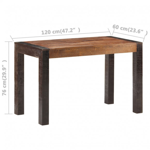 Dining Table 120x60x76 Cm Solid Rough Mango Wood Image 5