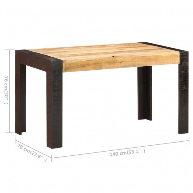 Dining Table 140x70x76 Cm Solid Rough Mango Wood Image 6