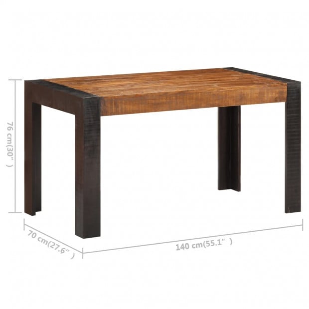 Dining Table 140x70x76 Cm Solid Rough Mango Wood Image 6