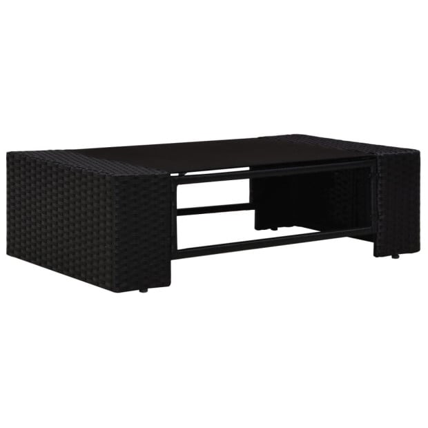 6 Piece Garden Lounge Set Poly Rattan Black Image 3