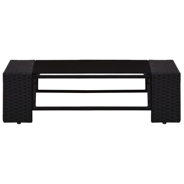 6 Piece Garden Lounge Set Poly Rattan Black Image 4