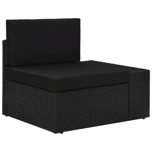 6 Piece Garden Lounge Set Poly Rattan Black Image 5