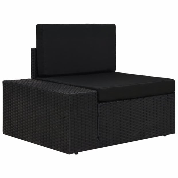 6 Piece Garden Lounge Set Poly Rattan Black Image 7