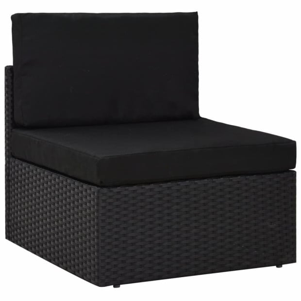 6 Piece Garden Lounge Set Poly Rattan Black Image 9