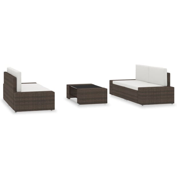 5 Piece Garden Lounge Set Poly Rattan Brown Image 2