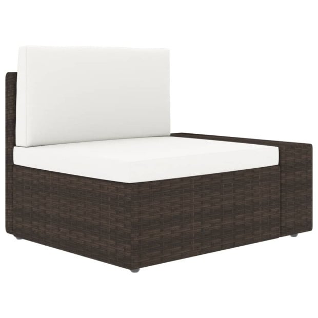 5 Piece Garden Lounge Set Poly Rattan Brown Image 4