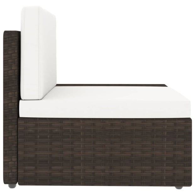 5 Piece Garden Lounge Set Poly Rattan Brown Image 5