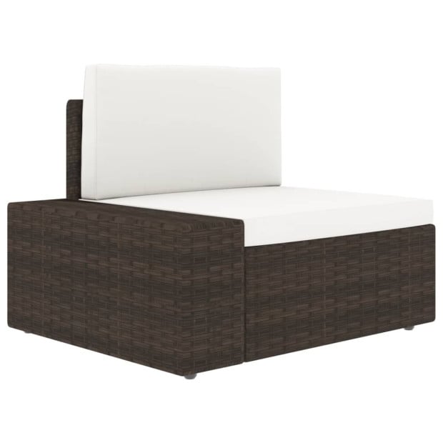 5 Piece Garden Lounge Set Poly Rattan Brown Image 8