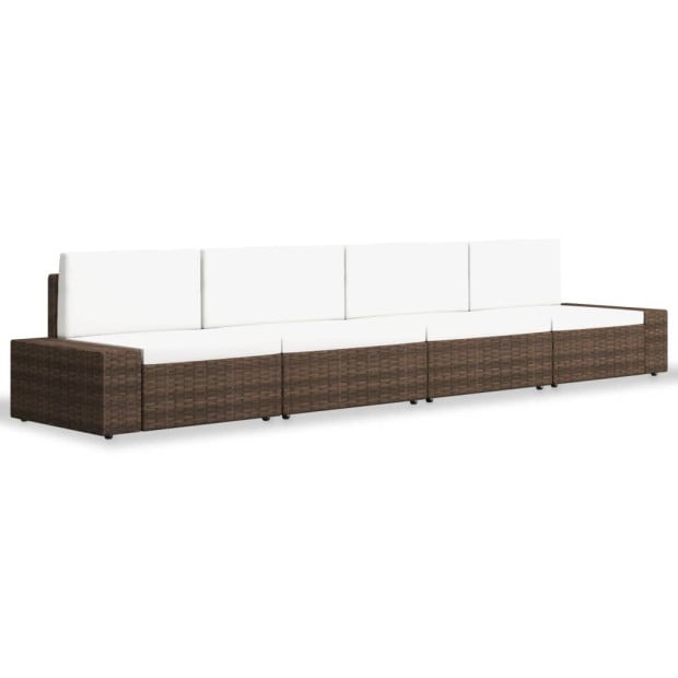 4 Piece Garden Lounge Set Poly Rattan Brown Image 2