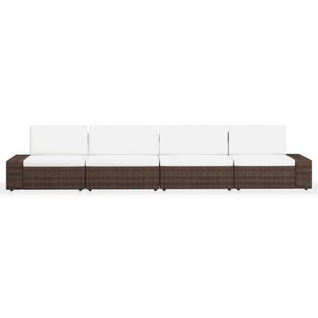 4 Piece Garden Lounge Set Poly Rattan Brown Image 3