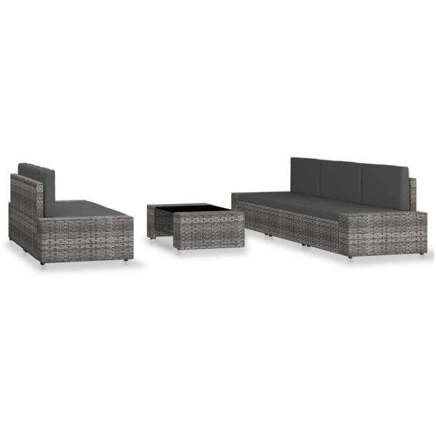 6 Piece Garden Lounge Set Poly Rattan Grey Image 2