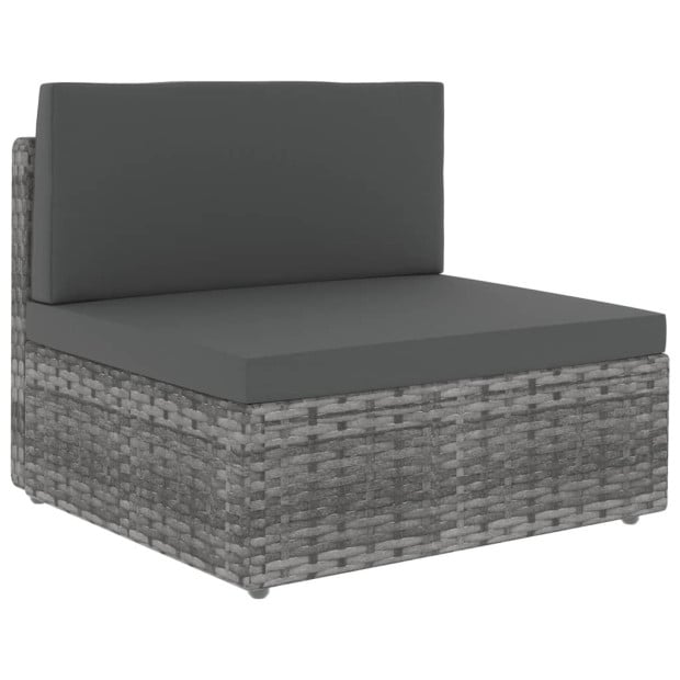6 Piece Garden Lounge Set Poly Rattan Grey Image 5